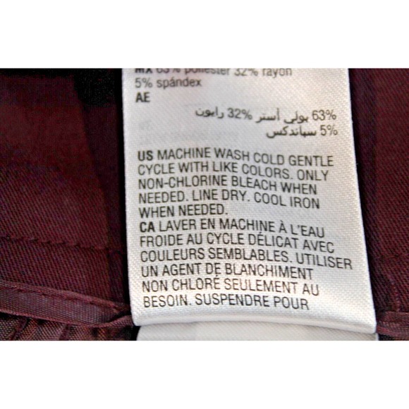 Alfani Dress Pants Womens Curvy Fit size 8 Short Maroon Pocket Trouser Leg - Picture 9 of 9